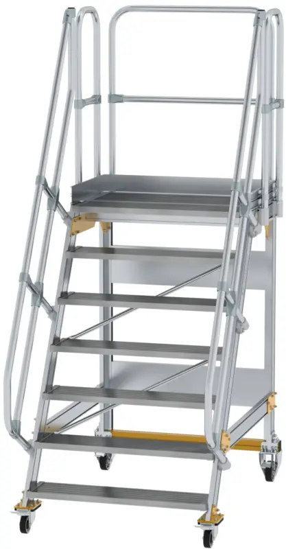 Direkt Vom Hersteller Günzburger Podesttreppe fahrbar 60° 7 Stufen - 1000 mm breit