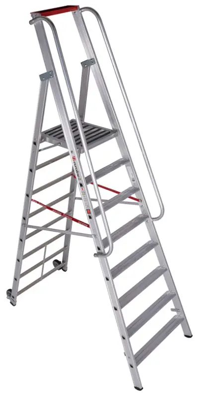 Top-Angebot euroline Stufenstehleiter PREMIUM Alu mit großer Plattform 8 Stufen