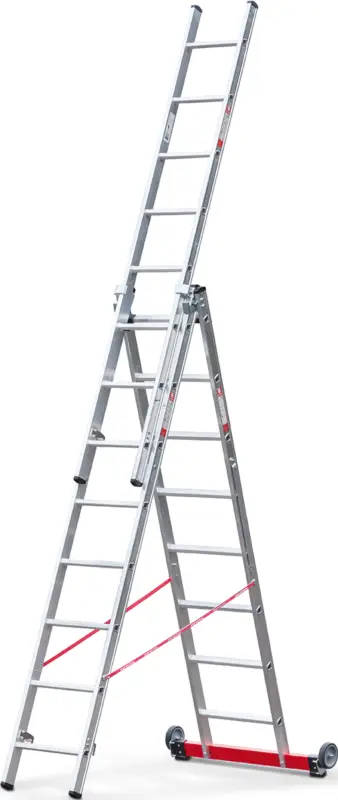 euroline Mehrzweckleiter PREMIUM Alu 3-teilig rollbar 3x8 Sprossen Preiswert