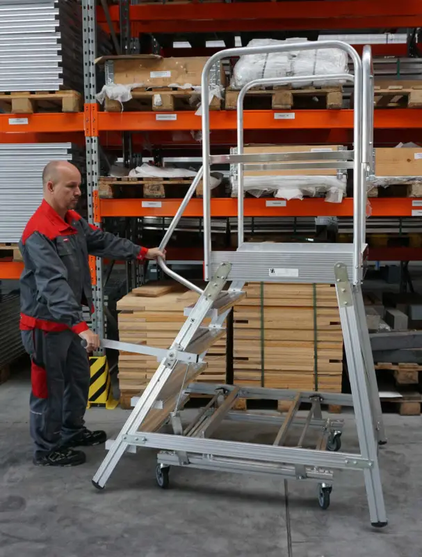 euroline Mobile Podesttreppe PREMIUM Alu 5 Stufen Solange Der Vorrat Reicht