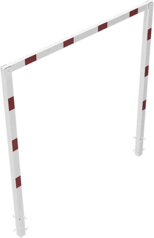 Schake Höhenbegrenzer feststehend - 2 Standpfosten Stahl OE 100 x 100 mm weiß rot - 3000 mm Letzte Chance