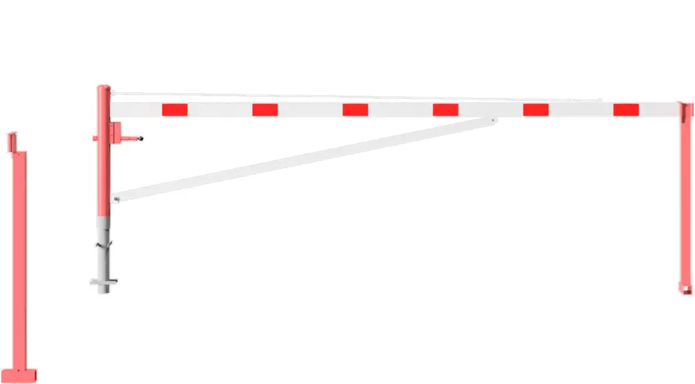 Schake Drehschranke mit Auflagestütze - Schrankenbaum 100 x 50 mm OEP weiß rot - 4500 mm Rabatt