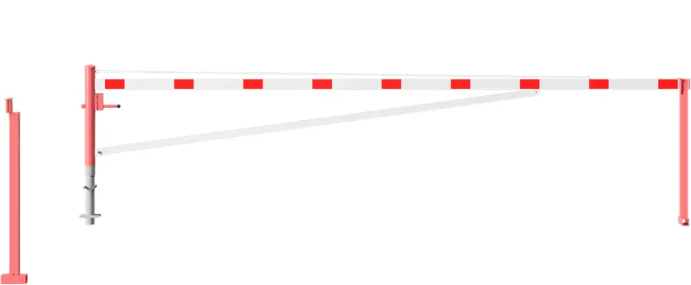 Versand Am Gleichen Tag Schake Drehschranke mit Auflagestütze - Schrankenbaum 100 x 50 mm OEP weiß rot - 6000 mm