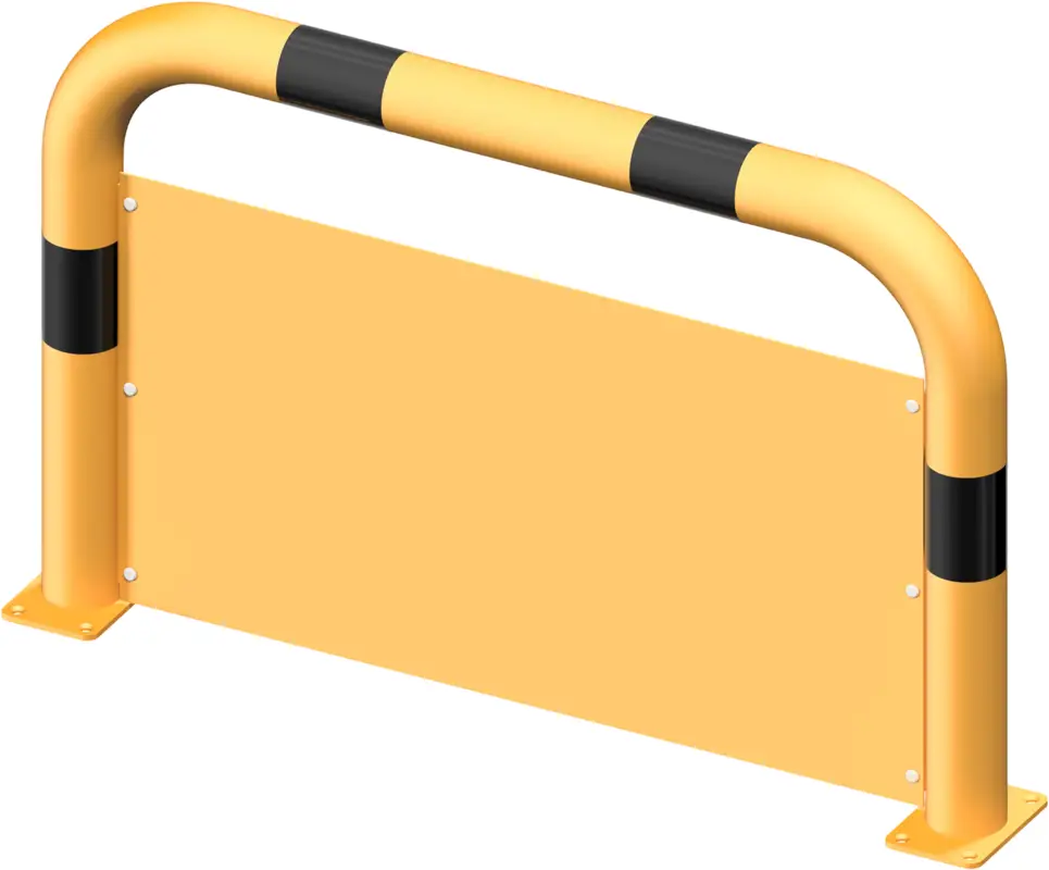 Ausverkauf Schake Rammschutzbügel Stahl mit Unterfahrschutz OD Ø 76 mm gelb schwarz - 1000 x 650 mm
