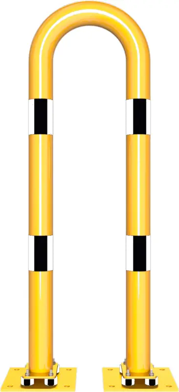 Zertifiziert Schake Rammschutzbügel Stahl neigbar OD Ø 76 mm gelb schwarz - 400 x 1150 mm