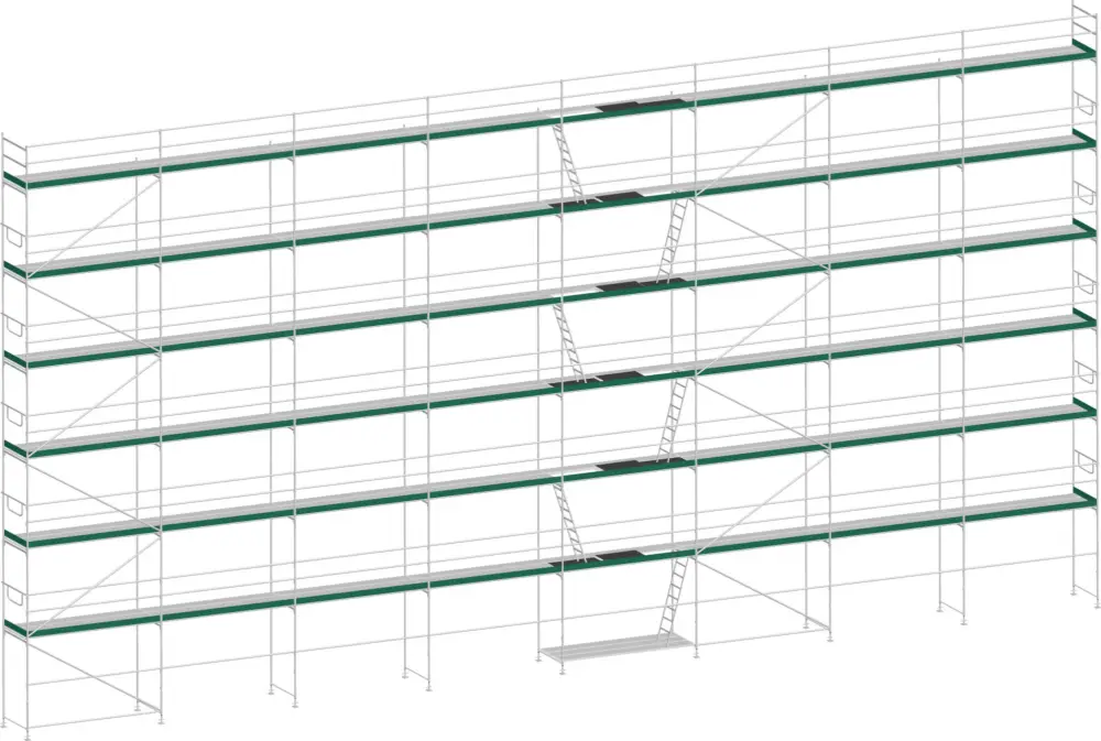 Versand Am Gleichen Tag MJ Gerüst UNI 70 Aluminium mit Aluboden 284 m² - 20,00 x 14,20 m