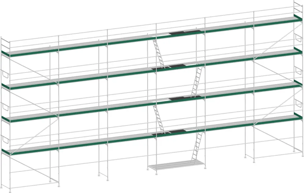 Schnäppchen MJ Gerüst UNI 70 Aluminium mit Aluboden 184 m² - 18,00 x 10,20 m