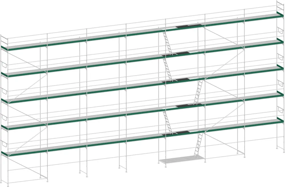 Günstig MJ Gerüst UNI 70 Aluminium mit Aluboden 256 m² - 21,00 x 12,20 m
