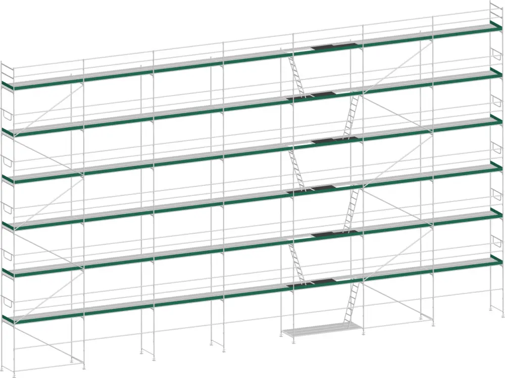 Versand Am Gleichen Tag MJ Gerüst UNI 70 Stahl mit Stahlboden 249 m² - 17,50 x 14,20 m