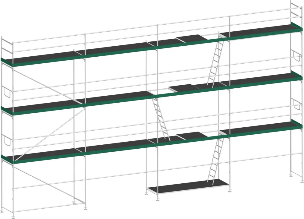 Ausverkauf MJ Gerüst UNI 70 Stahl mit Holzboden 82 m² - 10,00 x 8,20 m