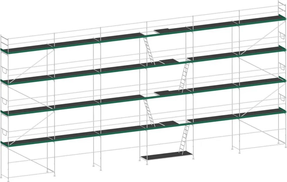 MJ Gerüst UNI 70 Stahl mit Holzboden 153 m² - 15,00 x 10,20 m Schneller Versand