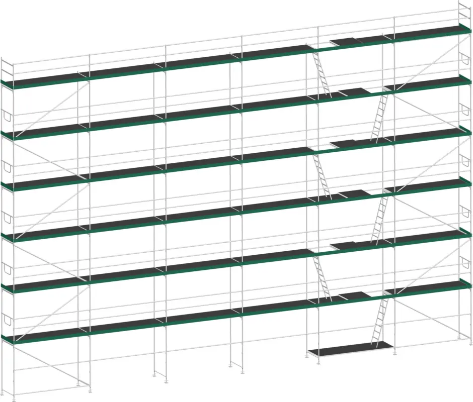 MJ Gerüst UNI 70 Stahl mit Holzboden 213 m² - 15,00 x 14,20 m Versand Am Gleichen Tag
