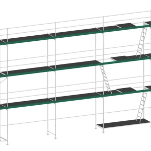 Geprüft MJ Gerüst UNI 70 Stahl mit Holzboden 123 m² - 15,00 x 8,20 m