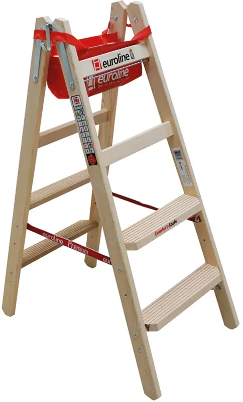 Sofort Bestellen euroline Comfort Stehleiter Holz 2x4 Stufen hawego PLUS