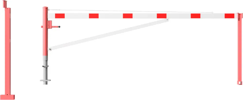 Neu Schake Drehschranke mit Auflagestütze - Schrankenbaum 100 x 50 mm OEP weiß rot - 4000 mm