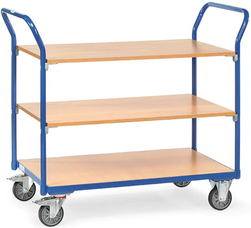 Fetra Tischwagen leicht mit drei Holzplattformen 850 x 500 mm Aktuell
