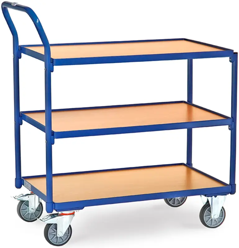 Fetra Tischwagen SH leicht mit drei Holzplattformen 850 x 500 mm Beliebt