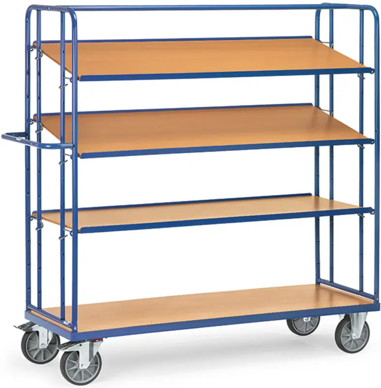 Geprüft Fetra Etagenwagen hoch mit vier verstellbaren Holzböden 1250 x 610 mm