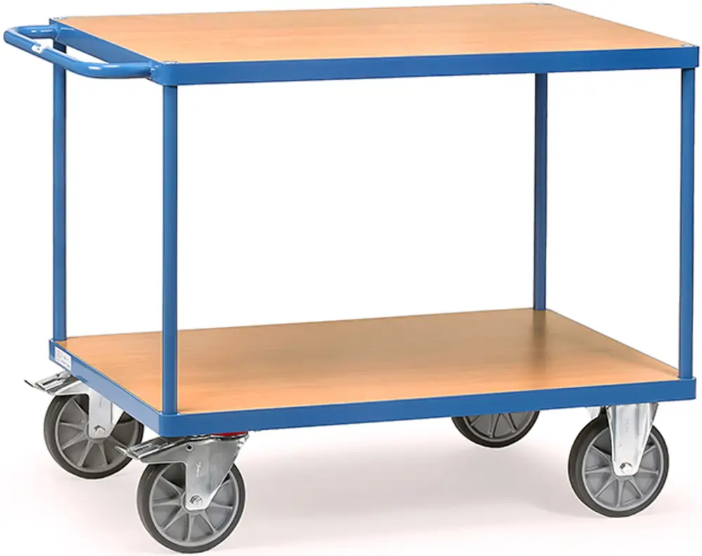 Knallerangebot Fetra Tischwagen schwer mit zwei Holzplattformen 1000 x 700 mm