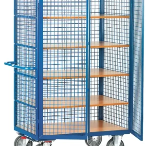 Fetra Drahtkastenwagen mit fünf Holzböden und Stangenverschluss 1000 x 680 mm Direktkauf
