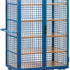 Fetra Drahtkastenwagen mit fünf Holzböden und Treibriegelverschluss 1200 x 780 mm Ausverkauf