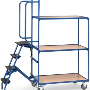 Billig Fetra Kommissionierwagen mit drei Holzplattformen 850 x 500 x 1880 mm