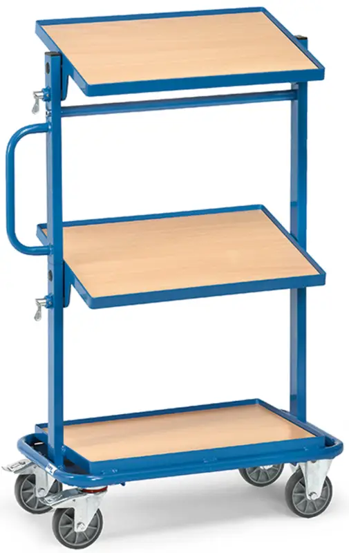 Fetra Beistellwagen mit verstellbaren Holzplattformen 605 x 405 mm Neue Kollektion