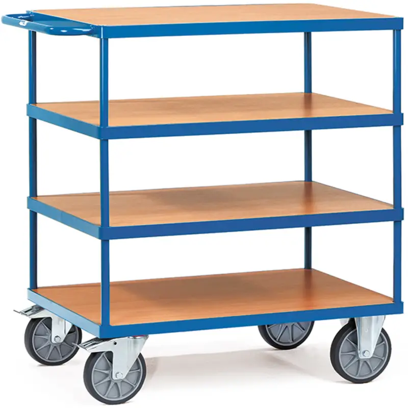 Fetra Tischwagen schwer mit vier Holzplattformen 850 x 500 mm Top-Seller