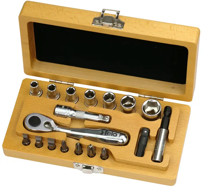 Felo Schraubendreher Werkzeugbox 18-teilig XS-Classic Holz 057 SL PZ PH ND Knallerangebot