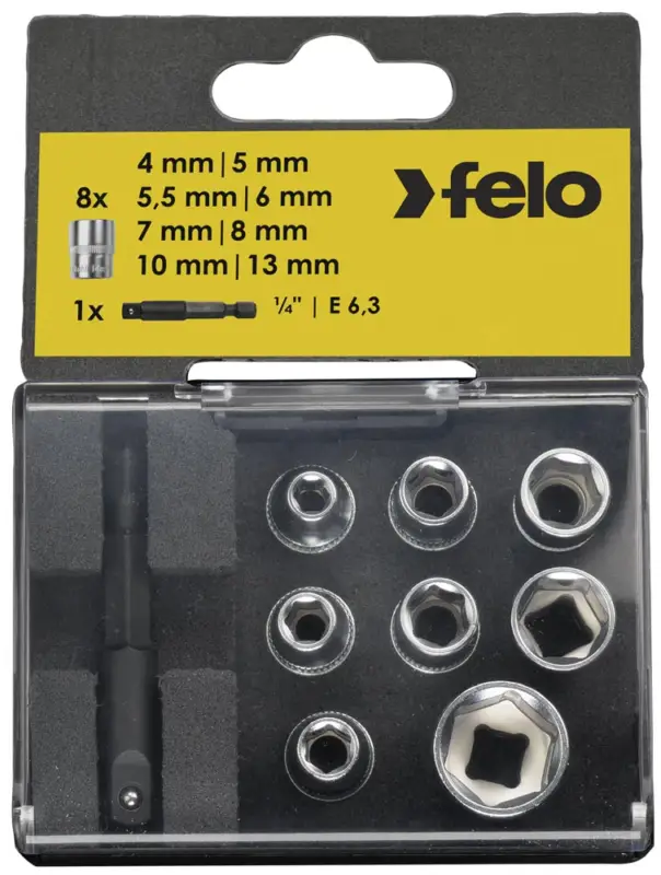 Felo Profi Stecknuss Box 9-teilig - SW 4,0 - 13,0 mm Letzte Chance