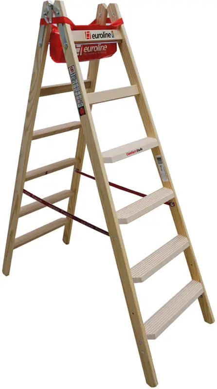 euroline Comfort Stehleiter Holz 2x6 Stufen hawego PLUS Must-Have