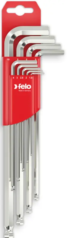 Aktuell Felo Innensechskant Schlüssel Satz 9-teilig lang mit Kugelkopf 365 HEX 1,5 - 10,0 mm
