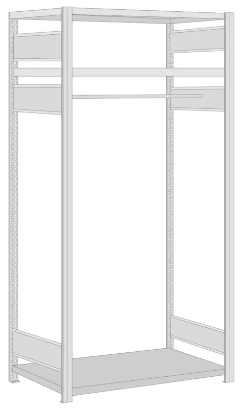 Regalwerk BERT Garderobenregal Grundfeld 2000 x 1005 x 600 mm Knallerangebot