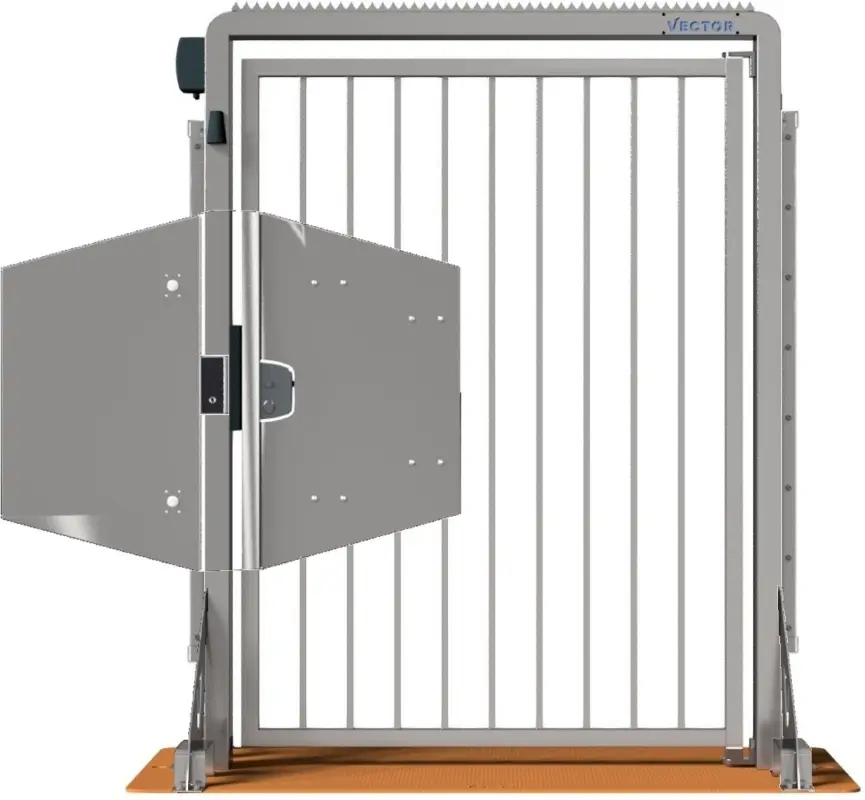 Schneller Versand Schake Vector V-Door-Steelplate verzinkt - Knauf - lokale einseitige Zutrittskontrolle - Doppelstabzaunmodul
