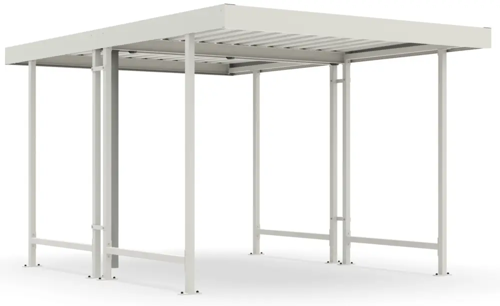 Begrenztes Angebot WSM Überdachung Leipzig doppelseitig - L42 Grundeinheit Bausatz - RAL 9002