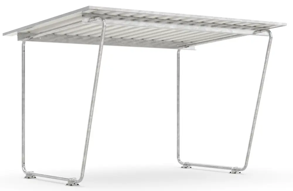 Neue Kollektion WSM Überdachung Siegen einseitig - S17 Grundeinheit Bausatz - Verzinkt