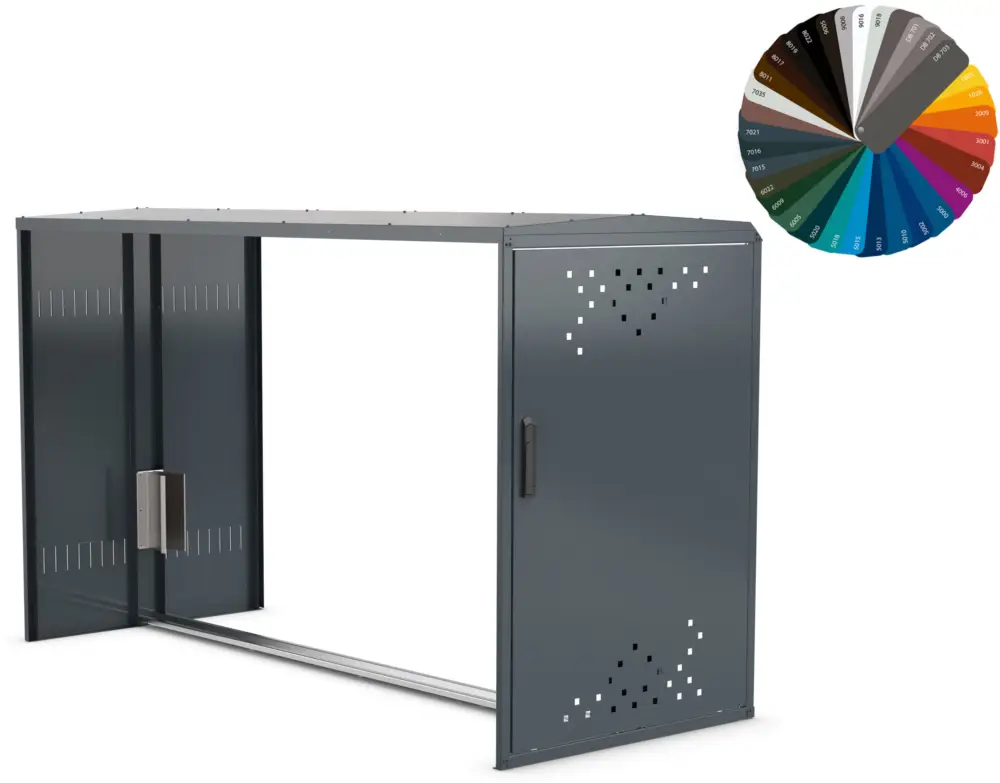 WSM Fahrradgarage BikeBox 1 G - Anbaueinheit ohne Seitenwand - RAL nach Wahl Markenprodukt