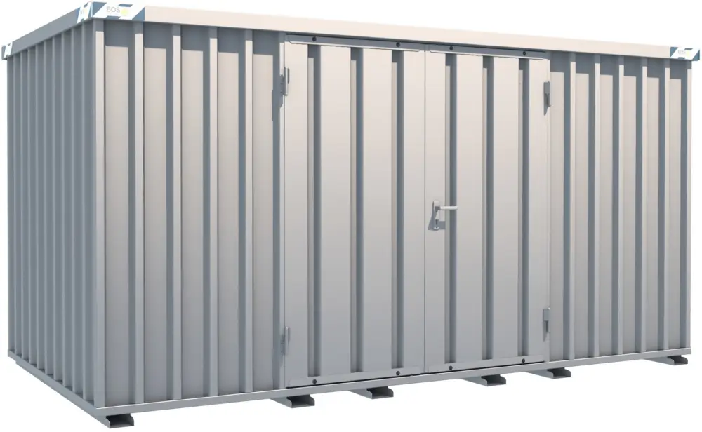 Zertifiziert BOS Schnellbaucontainer 4100 x 2100 x 2100 mm - 2-flügelige Tür auf 4 m Seite