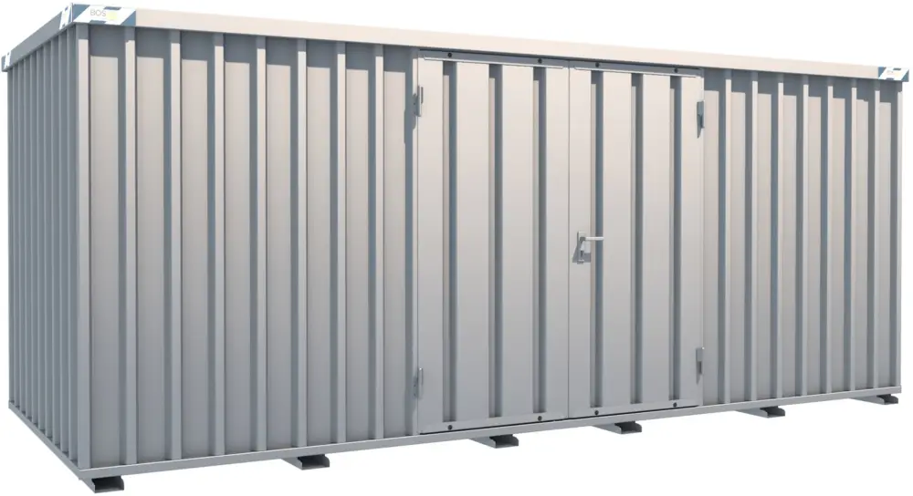 BOS Schnellbaucontainer 5100 x 2100 x 2100 mm - 2-flügelige Tür auf 5 m Seite Preisreduziert