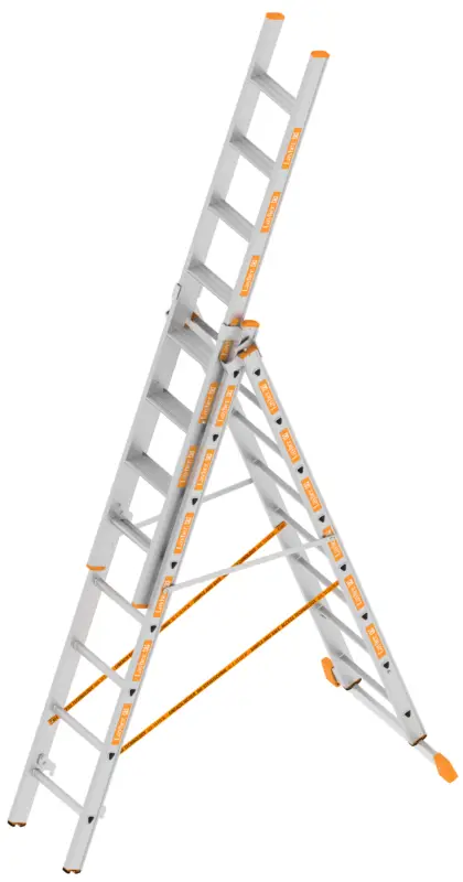 Layher Allzweckleiter Alu 3-teilig 3x8 Stufen-Sprossen Kombination Kracherpreis