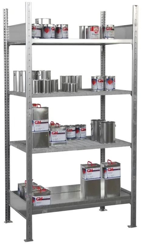 Bauer Kleingebinderegal Stahl Serie 3017-4E Grundfeld 2000 x 1000 x 600 mm - 3GRB 1AWB Garantierte Lieferung