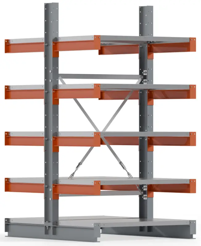 Regalwerk KARL BASIC 1800 Kragarmregal Stahlboden doppelseitig Grundfeld 2000 x 1000 x 1200 mm Top-Angebot