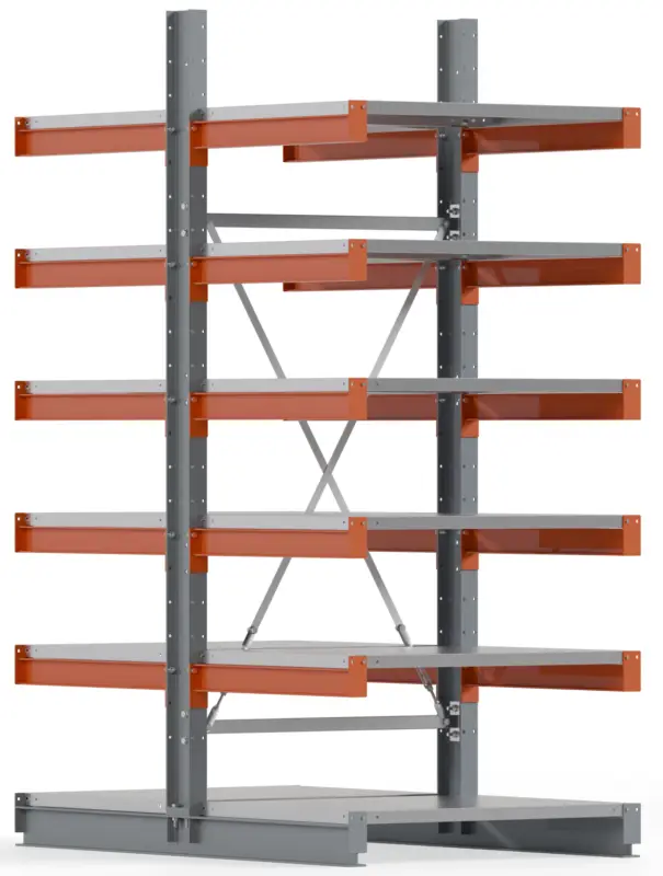 Schneller Versand Regalwerk KARL BASIC 1300 Kragarmregal Stahlboden doppelseitig Grundfeld 2500 x 1000 x 1600 mm