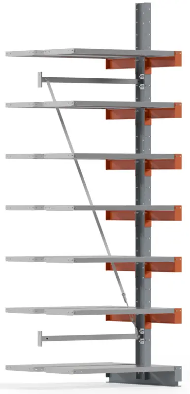 Geprüft Regalwerk KARL BASIC 2250 Kragarmregal Stahlboden doppelseitig Anbaufeld 3000 x 1000 x 800 mm