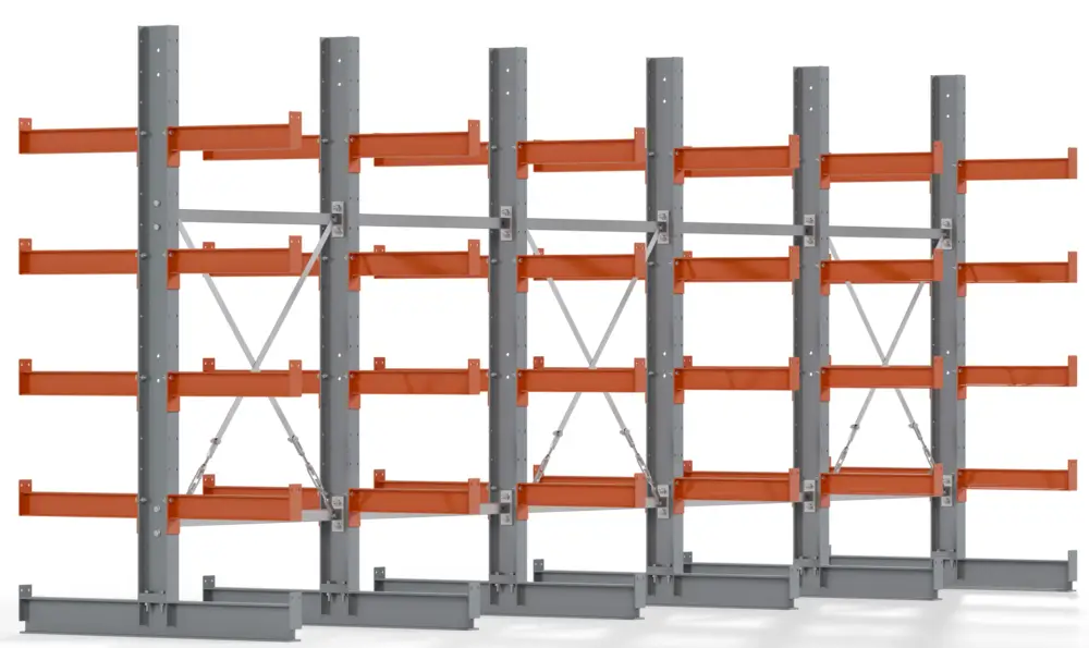 Regalwerk KARL BASIC 2150 Kragarmregal doppelseitig Komplettset 2000 x 5000 x 1000 mm Echt