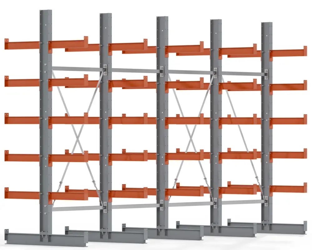 Regalwerk KARL BASIC 2100 Kragarmregal doppelseitig Komplettset 2500 x 4000 x 1000 mm Echt