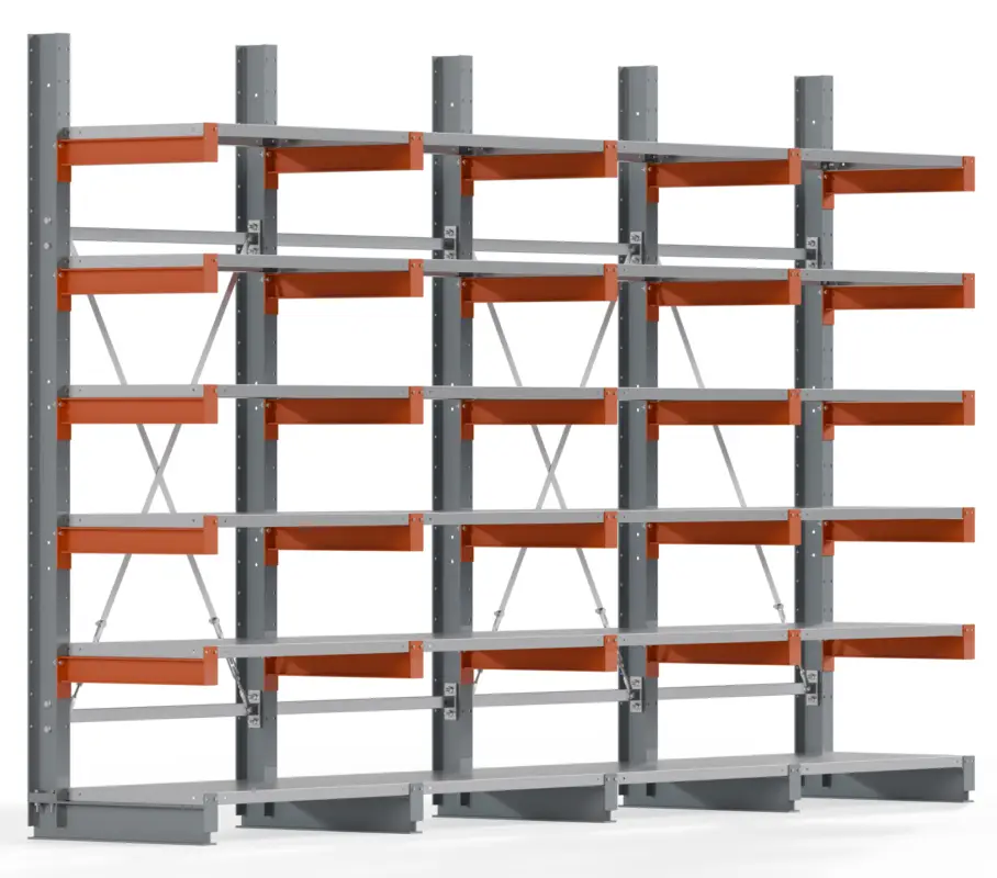 Schnäppchen Regalwerk KARL BASIC 1750 Kragarmregal Stahlboden einseitig Komplettset 2500 x 4000 x 600 mm
