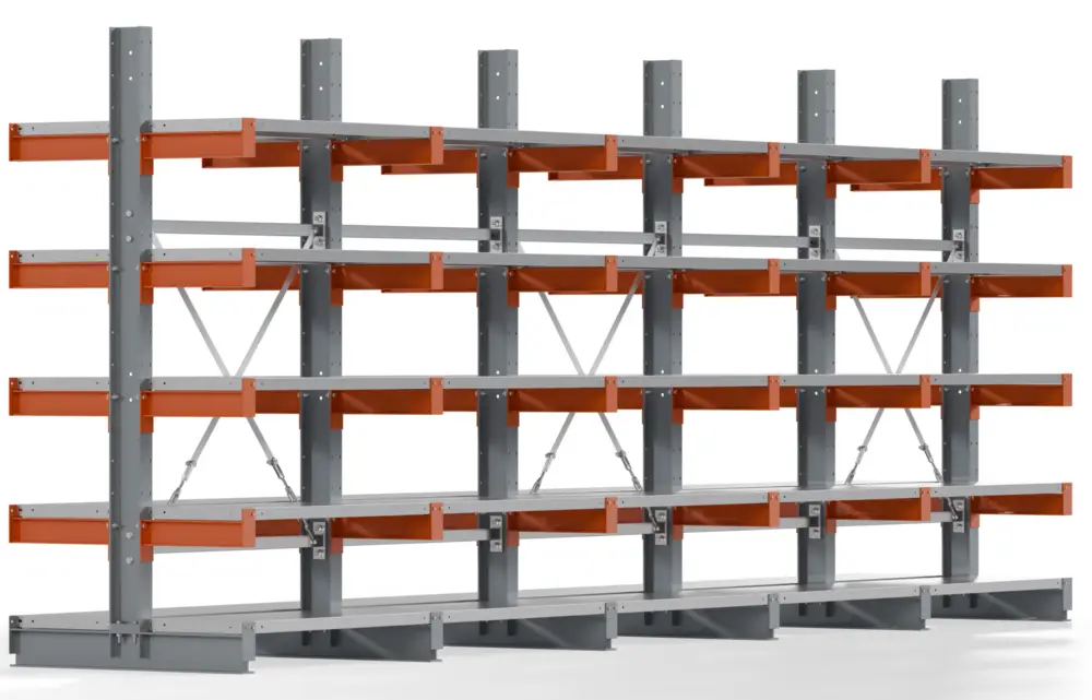Regalwerk KARL BASIC 2600 Kragarmregal Stahlboden doppelseitig Komplettset 2000 x 5000 x 800 mm Begrenztes Angebot