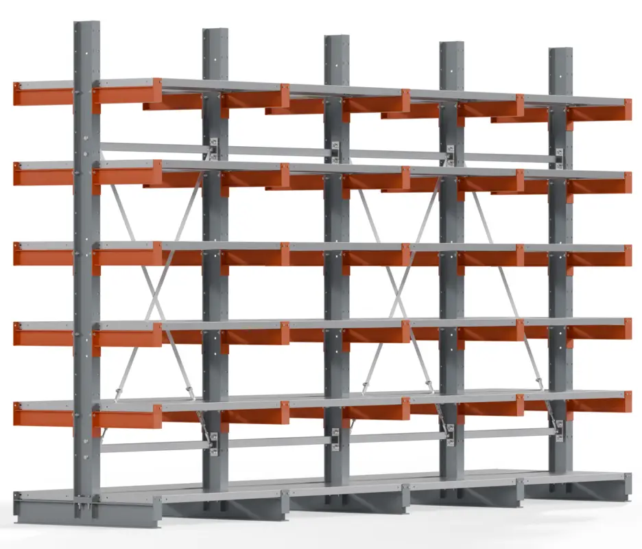 Regalwerk KARL BASIC 2500 Kragarmregal Stahlboden doppelseitig Komplettset 2500 x 4000 x 800 mm Preis Gesenkt