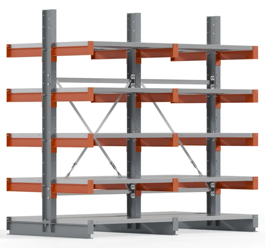 Sonderangebot Regalwerk KARL BASIC 2150 Kragarmregal Stahlboden doppelseitig Komplettset 2000 x 2000 x 1000 mm